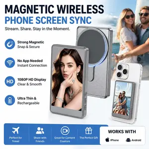 [Summervibes] Coucur Phone Vlog Selfie Monitor Screen,Magnetic Mount for MagSafe, Rear Camera for Selfie VlogLive Stream, iPhone & Android Compatible, Wireless Connection