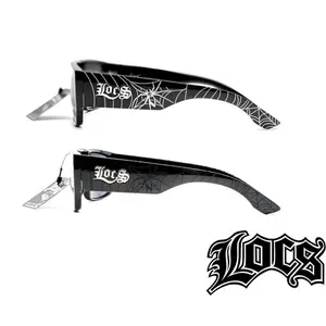 Spider Web Locs Sunglasses - Black Design, Stylish , Classic Style, Black Background with White Spider Web Design Eye Wear Trendy