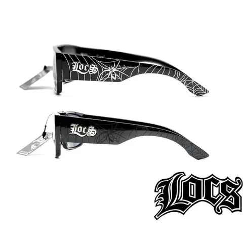 Spider Web Locs Sunglasses - Black Design, Stylish , Classic Style, Black Background with White Spider Web Design Eye Wear Trendy