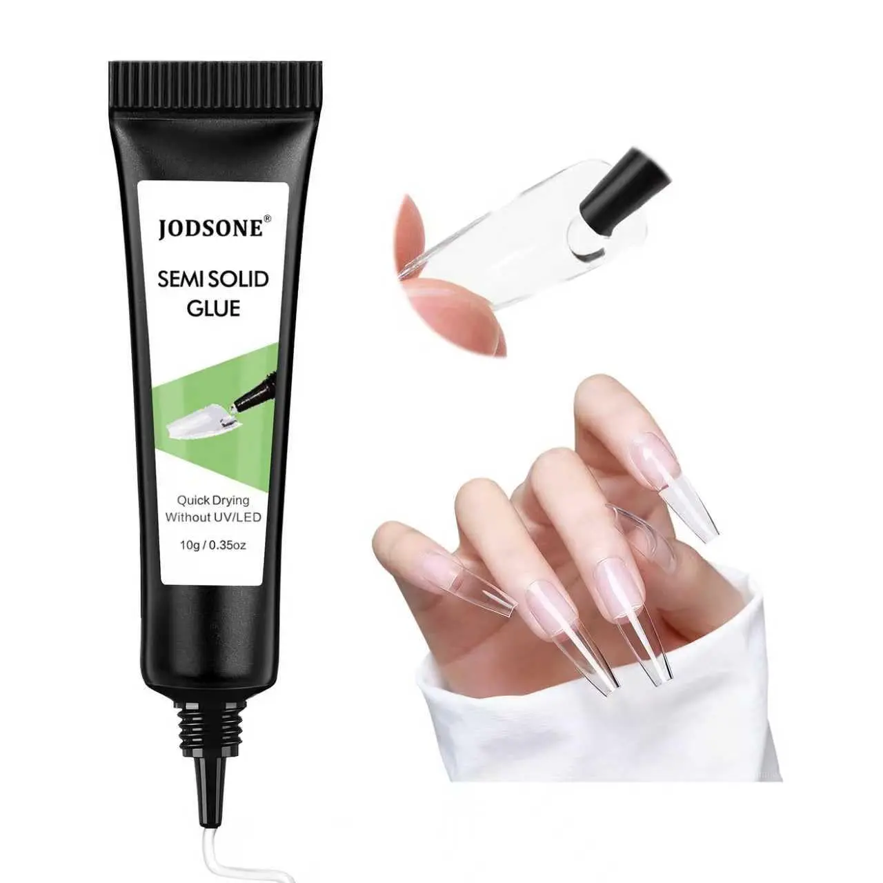 JODSONE Upgraded Semi Solid Nail Glue 10g, Quick Drying, For Press on Nails & Acrylic Fake Nail Tips, Salon & Home DIY, No UV Light Curing
