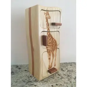 Solid Wood Box W/Drawers - Giraffe, Jewelry Box, Handcrafted, Custom Box, Personalized Box, Handmade, Home Decor, Engraved, Stash Box