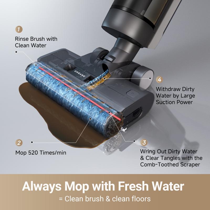 DREAME G10 Pro Vacuum Mop, Wet Dry Vacuum Cleaner, Cordless Vacuum Mop All in One for Hard Floors