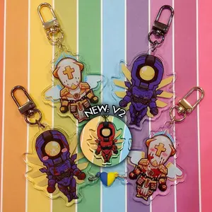 Gabriel, V1, V2, and Gabv1el Heart Magnet Acrylic Charm Keychains (ULTRAKILL)