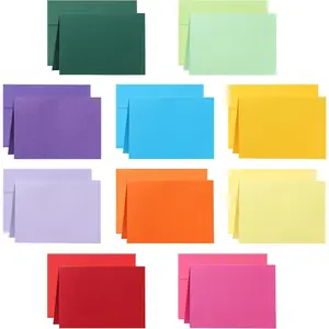 10 Assorted Colors Blank Thank You Cards and Envelopes 4.25 x 5.5 Heavyweight Folded Cardstock and A2 Envelopes Self Seal 20 Packs for Invitations, Wedding, Greeting Cards, Graduations