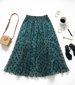 WTB Emerald Isle Polka Dot Organza Midi Skirt