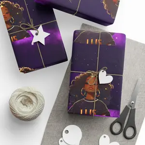 Celestial Black African American Teen Black Girl Magic Birthday or Christmas Wrapping Paper wrap paper