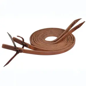 4752-5869 Circle Y Harness Leather Split Reins with Ties 5/8"x7.5'