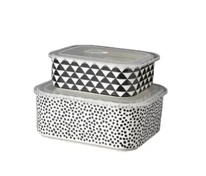 4-Piece Square Ceramic Baking Dish & Lid Set, Dot - Kitchen Utensil & Gadget Bakeware Rectangular