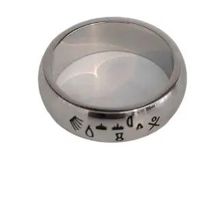 Stainless steel  ring with  engraved symbols Auspicious