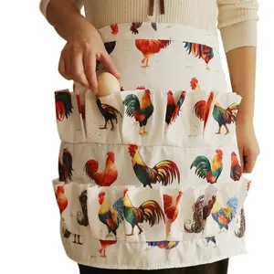 Aprons for Collecting Eggs From Chickens, Ducks, and Geese, Ideal for Farm, Kitchen & Garden Use, Durable Apron Design, Chicken Pattern Apron
