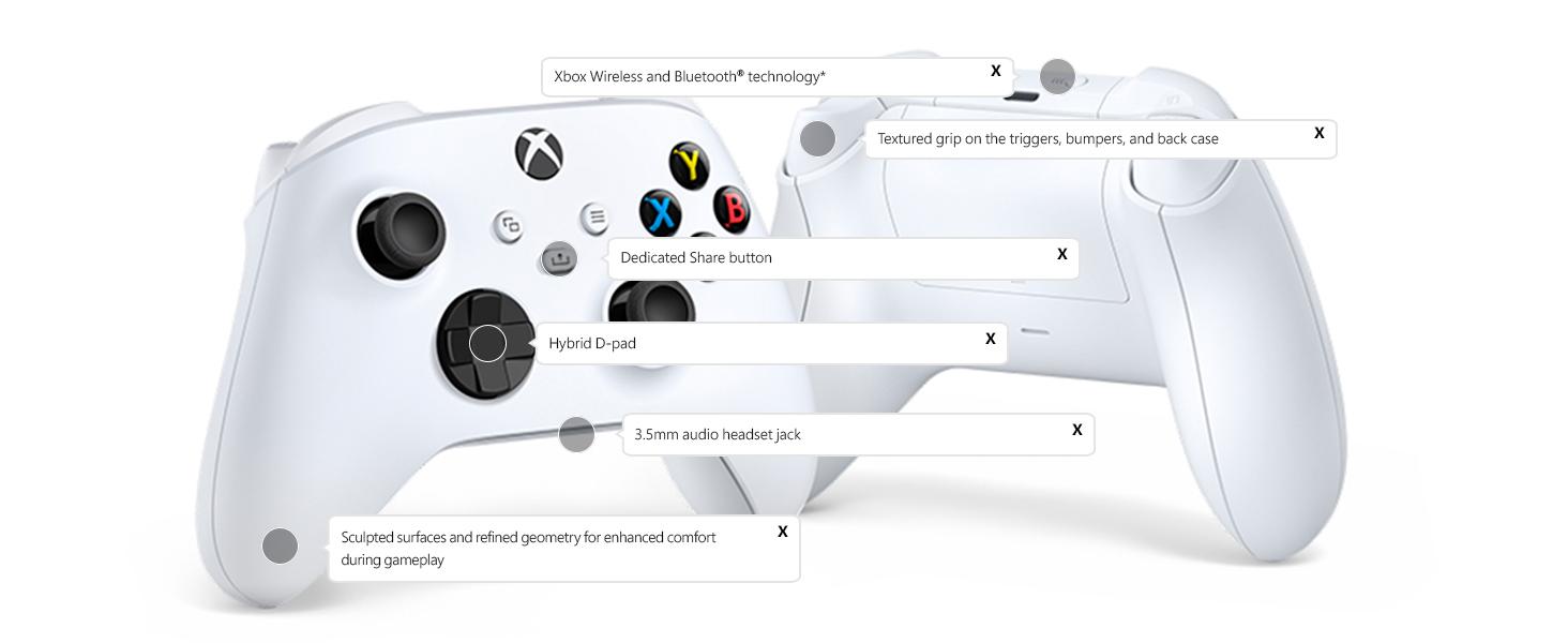 Xbox Wireless Controller - White - Works with Xbox consoles • Windows PC • iOS & Android