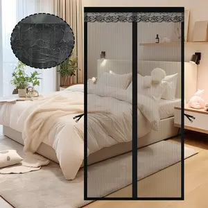 AIYYIPA Magnetic Mosquito Door Curtain, Auto-Close Heavy Duty Screen Door with Lace Design, No Drilling Required, Summer Mosquito and Insect Screen, Privacy Decorative Curtain for Home, Balcony, RV, Doors