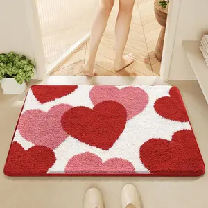 Bathroom Mat, 1 Count Bathroom Rug, Letter Floral Pattern Non Slip Soft Water Absorbent Bath Mat for Home Decor