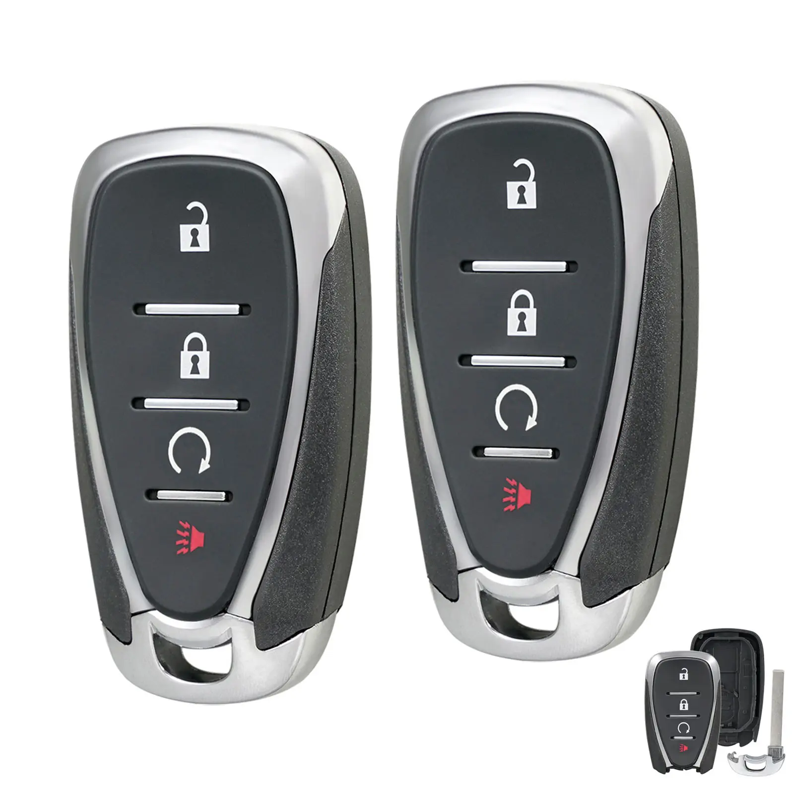 2x Remote Key Fob Shell Case Cover Replacement For 2016 2017 2018 2019 2020 2021 Chevrolet  Sonic Trax Bolt Equinox Volt Uncut Blade 4 Button