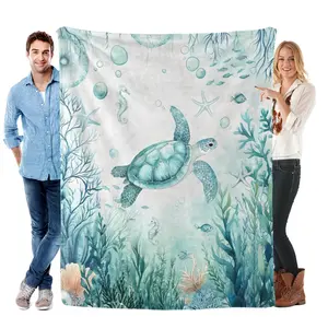 Sea Turtle Blanket Soft Throw for Women Kids Adults Sea Turtle Gifts for Birthday Christmas Valentine Mother's Day Turtle Decor for Bedroom Living Room Couch Bed Sofa(50x60 Inch)