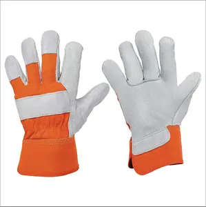 Leather Work Gloves for Men - Heavy Duty Premium Split Cowhide Leather Palm Working Gloves for Construction, Equipment Operation, Demolition, Landscaping, & DIY Projects