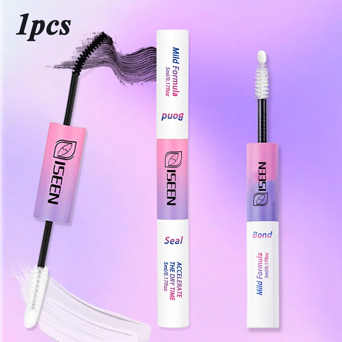 ISEEN  Lash Cluster Glue, Waterproof Clusters Lashes, 1pcs/2pcs/3pcs Lash Bond and Seal Waterproof, Bond & Seal False Eyelash Glue for Clusters, Eyelash Adhesive Black Long-Lasting 72H Eyelash Bonding Glue