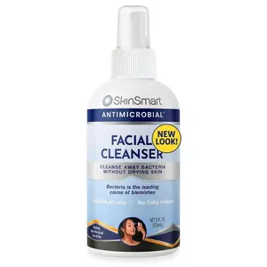 SkinSmart Antimicrobial Facial Cleanser for Breakouts & Blemishes; Hypochlorous Acid Formula Targets Bacteria to Reduce Skin Irritation and Flush Pores Clean, 8 oz Spray, All Ages & All Skin Types