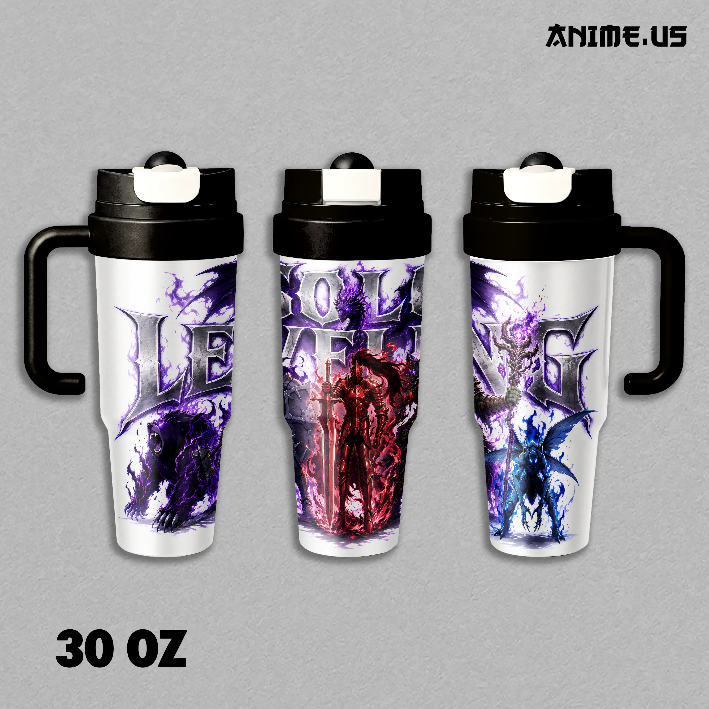 Solo Leveling Igris Beru Tank Kaisel Iron Tusk Shadow Army Anime Insulated Tumbler 17oz 24oz 30oz Stainless Steel Double Wall Vacuum Travel Mug Hot Cold Coffee Cup Gift for Fans