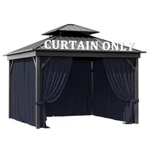 Curtains Only – 10x10 FT Outdoor Gazebo Replacement Curtains, Waterproof, 4-Panel Privacy Sidewalls with Hanging Rings & Double Zipper, Frame Not Included, Patio Backyard