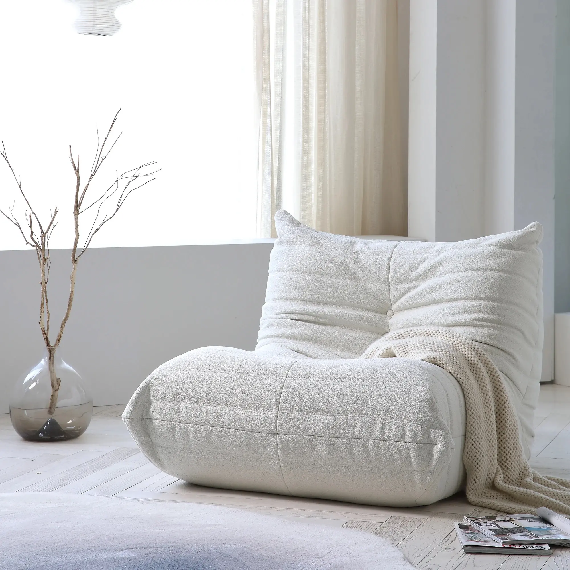 Lazy Togo Sofa Floor Chair Aesthetic Modern Lounge Accent Chair Bean Bag Fixed Arms Cushion Living Room Amazon Finds Corner Couch soft white beanbags floorcouch durable