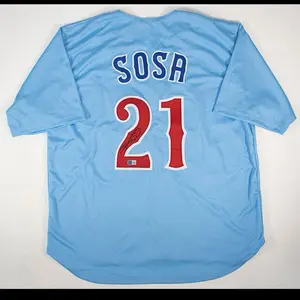 Sammy Sosa Autographed Powder Blue Jersey High-Quality Fabric Unique Design for Collection with Distinctive Pattern and Personal Touch