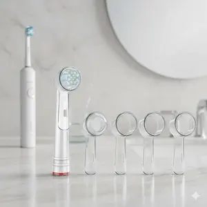 Oral-B Electric Toothbrush Travel Case Kit: 4 Replacement Heads, Waterproof Storage for Pro Series, Compact Design for Travel & Home, Deep Cleaning Soft Bristles, Hygienic Case Keeps Heads Dry & Clean, Perfect for Family Trips