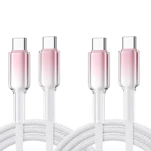 Pd27w Gradient Ice Crystal Transparent Electronic Durable Fast Charging Solution Mobile Data Cable for Apple iPhone 6-14 & Huawei Type-C Charger Line