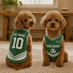 Saudi Arabia Pet Soccer Jersey, Personalized Dog Shirt, Custom Name Number 10, Saudi Arabia Fan Dog Jersey