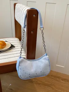 Gentle Star Print Underarm Bag, Adjustable Drawstring Handle, Spring Summer Commuter Shoulder Bag, Trending 2026 Fashion Accessory