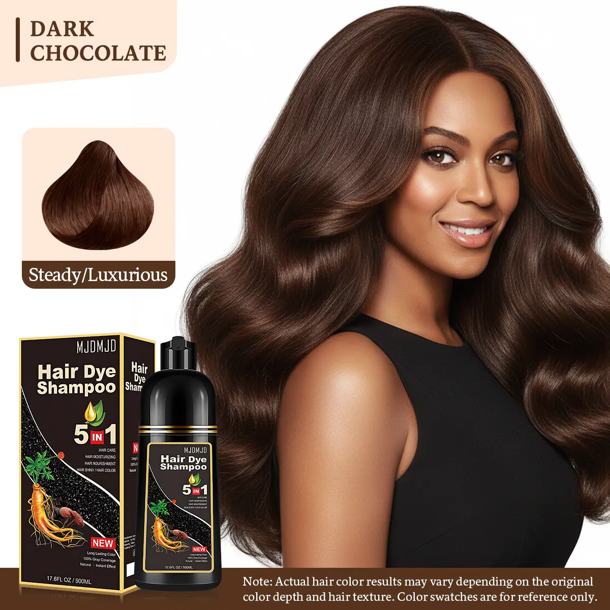 MJDMJD Hair Dye Shampoo 3 in 1, Can cover gray hair, Herbal