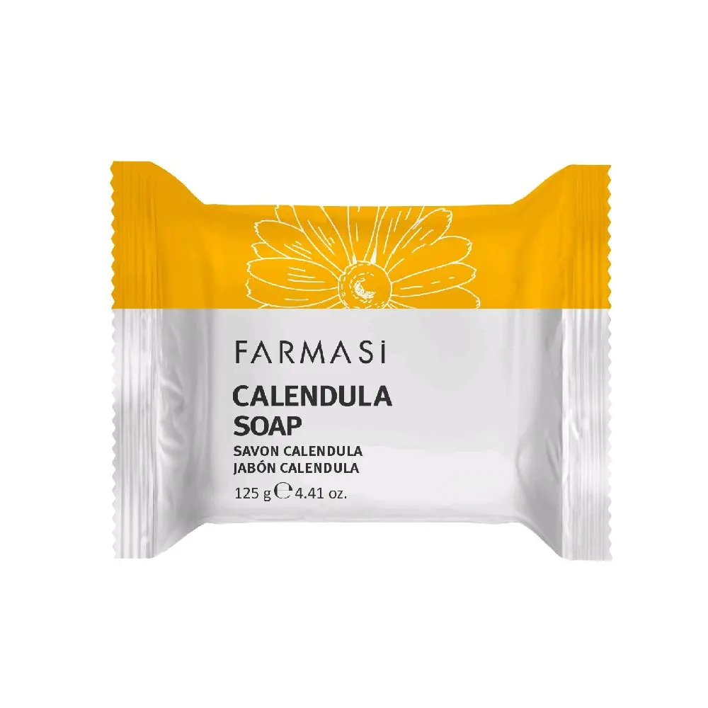Farmasi Calendula Soap 125g - Gentle Cleansing with Natural Calendula Extract for Sensitive, Dry, Irritated Skin - Ideal for Face and Body - Family Friendly