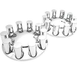 ABS Plastic Chrome Front Axle Wheel Cover Set for Semi Trucks  Wheel Hub Caps with Screw-On Lug Nut Covers (Standard-ACN35)