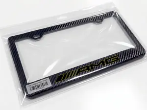 Black & Yellow Outlines AMG Mercedes Benz 100% Carbon Fiber License Plate Frame