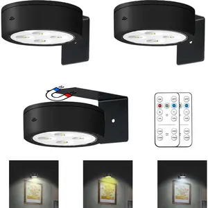 3 count  Operated Picture Light,  Painting Light with Remote, Dimmable Timer Art Display Light with 3 Light Modes for Dartboard Frame Picture Portrait, Wall Decor Puck Lights