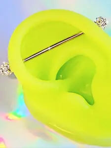 Women's Industrial Barbell Earrings, Stainless Steel Rhinestones Water Drill Ball Design, Daily Wear Jewelry for Women, Fashionable Earbone Studs