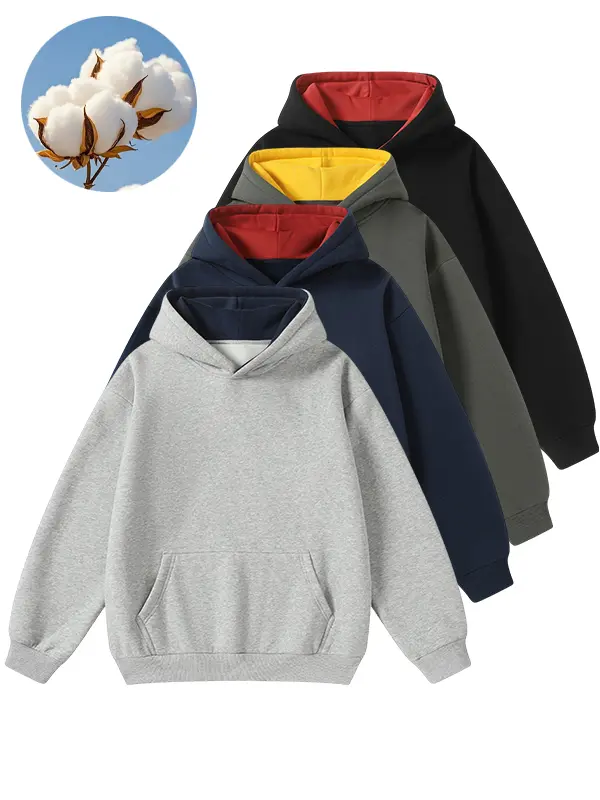 Men's casual hoodie, loose long-sleeve pullover, blue-black heavyweight urban streetwear, soft and breathable couple's wear, classic daily comfortable outdoor wear, machine washable, comfortable, men's fashion top, versatile sweatshirt for everyday wear