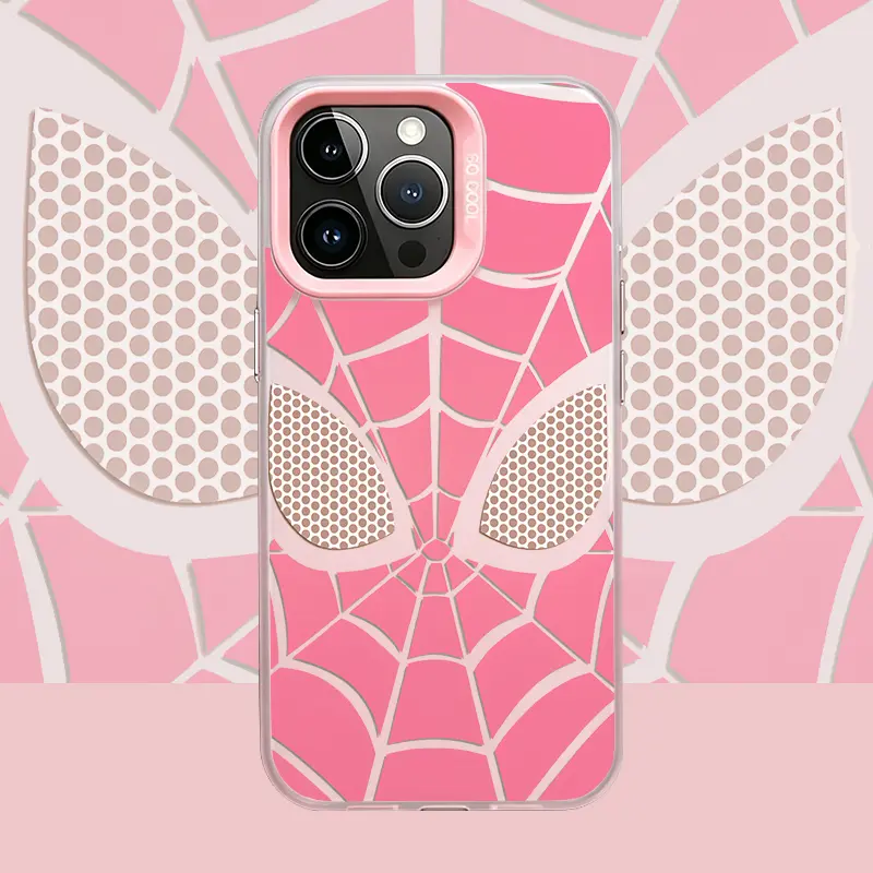 Trendy Cartoon Spider‑Mask Creative Pattern Phone case, paired with colorful laser back panel,for iPhone 17 16 15 14 13 12 11 ProMax Pro Plus Galaxy S26 S25 S24 S23 Ultra Plus shock-absorbing anti fingerprint frame TPU IMD Process protective Cover case