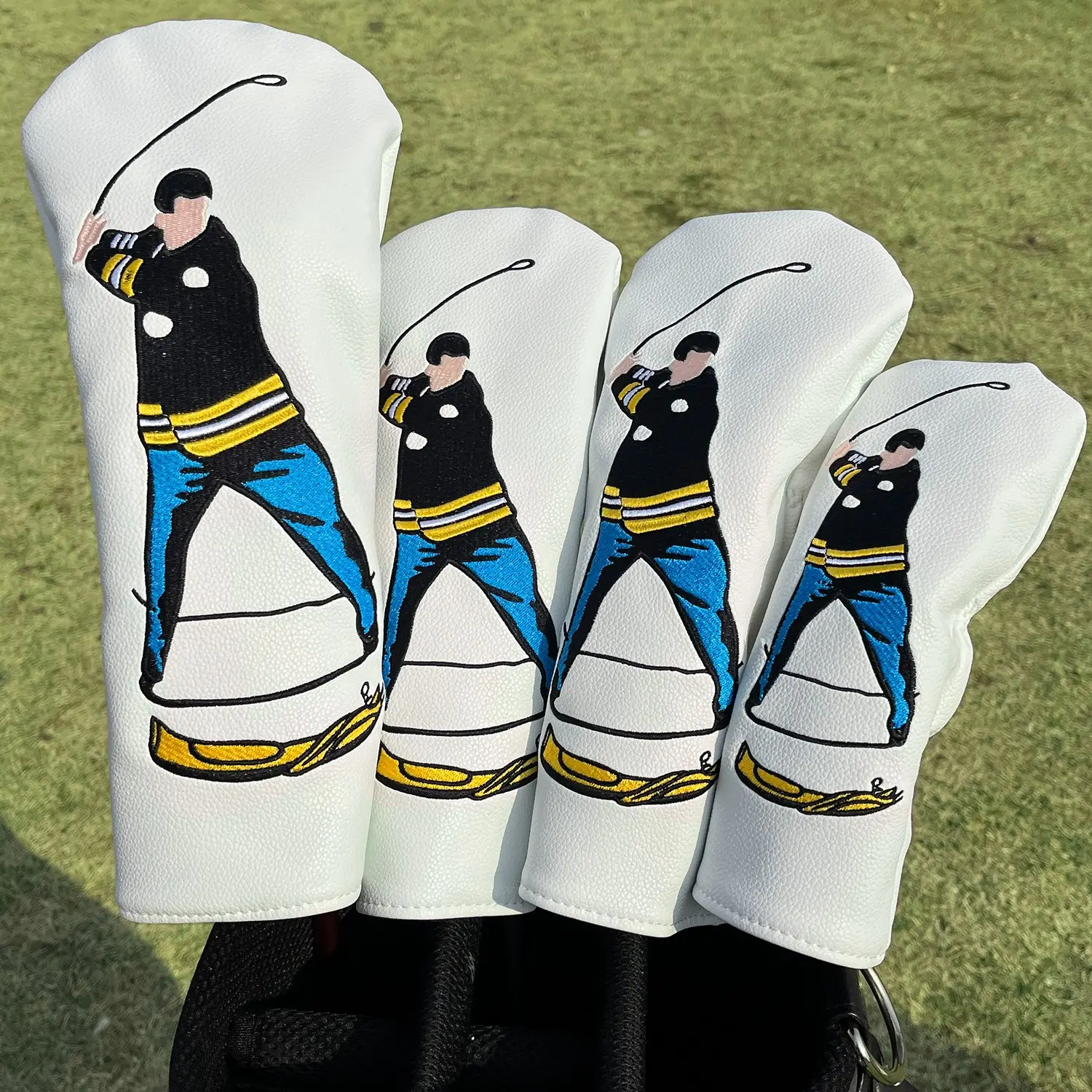 Swings Design Style Golf Club Head Cover, Suitable for Driver, Fairway Wood, Hybrid, Best Protection for Your Club, Golf Accessory