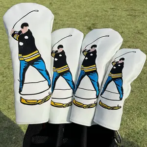 Swings Design Style Golf Club Head Cover, Suitable for Driver, Fairway Wood, Hybrid, Best Protection for Your Club, Golf Accessory