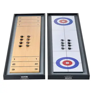 VEVOR Shuffleboard and Curling 2 in 1 Board Games, 45 Portable Tabletop Set, Two Sided Tabletop Shuffleboard with 8 Rolling Pucks, Shuffleboard and Curling Combo Game Set for Kids and Family