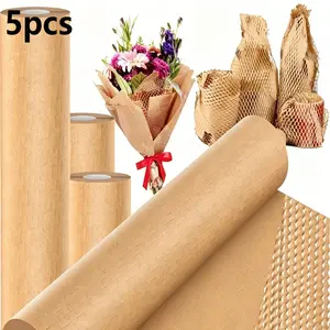 5 Pieces 30cm X 50m Honeycomb Packaging Paper, Bubble Wrap Alternative, Moving & Transport Protection, Recyclable Gift Wrapping Material