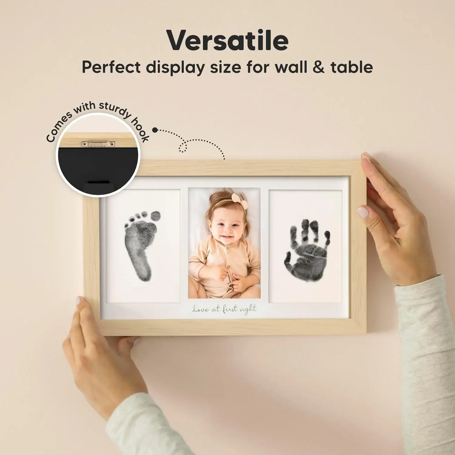 Decorative Frame with Text, DIY Personalized New Mom Gift, Three-Piece Memorial Frame, Clay and Stamp Styles, Non-Toxic, Safe