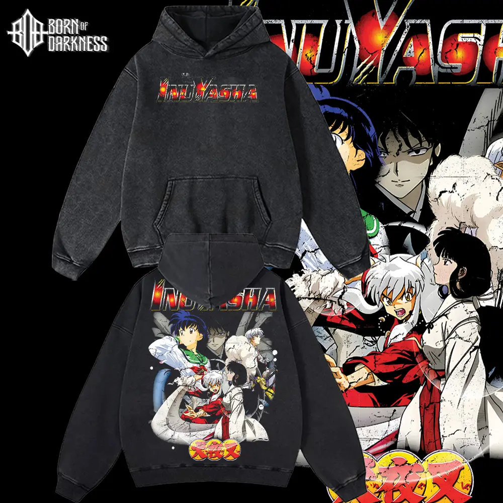 BOD - Inuyasha Vintage Unisex Oversize Washed Cotton T-shirt Hoodie, Anime Graphic Tee, Manga Anime Lover, Anime Merch Fan, Outfits Men, Boys Merch Top