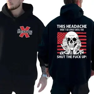 Gen X Shirt, This Headache Won't Go Away Until You Shut The Fck Up Hoodie, Generation X Tshirt, Inspired Funny Saying Tee, Sarcasm Sweatshirt, Unisex Regular Fit Crewneck Tee, Casual Clothing streetwear top
