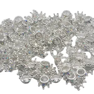 Metal Crown Spacers with AB Rhinestones for Beading DIY Craft Supplies rhinestone metal spacer