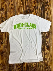 Team High Class White Trash ®  White/Hot Green Tee