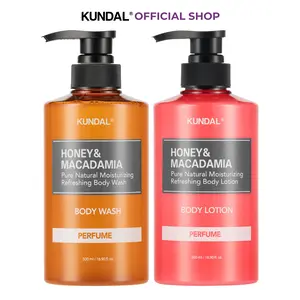 [KUNDAL] Honey & Macadamia Moisturizing Body Wash & Lotion Set for Normal to Dry Skin, Aloe, Niacinamide & Fragrance Care