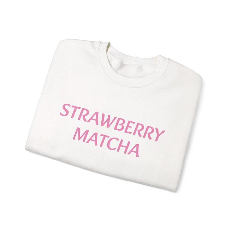 Unisex White Sweater – Trendy 'Strawberry Matcha' Pink Letter Print, Soft and Comfortable Fabric, Perfect for a Sweet, Youthful, and Casual Style, Easy to Pair with Jeans or Skirts. gilmore  girls  merch