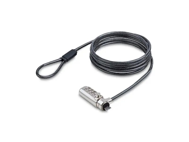 Startech SSTDC4DLAPTOPLO 6.6 ft. Slim Lock K-Slot Cable Lock - Anti-Theft Security for Laptop-Notebook, Cut-Resistant Steel Cable, Combination Lock - Silver & Black